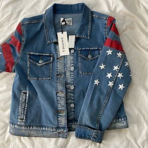 NWT American Flag Denim Jacket